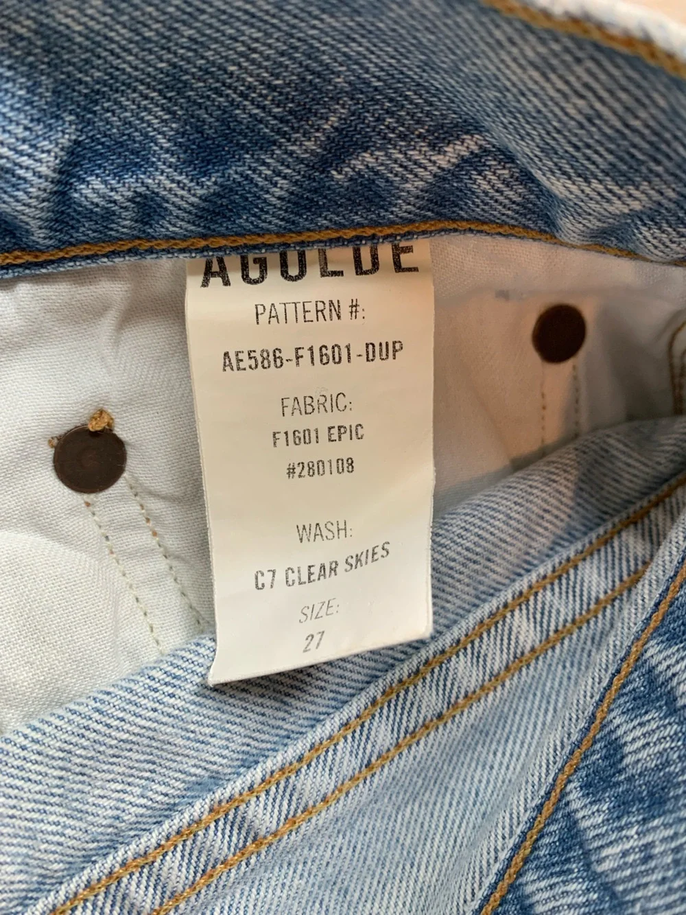 Agolde Light Blue Denim Dame Long Short NWT Size 27